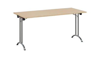 SLC 160 chrom skládací jednací stůl 1600x700, deska 25 mm, podnož chrom, deska bříza světlá